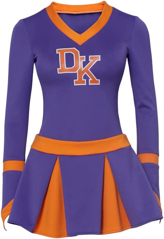 RoleplayCos Jennifer Check Cheer Costume Women's High School Long Sleeve Purple Jennifers Body Costume Cheerleader Uniform Dress Outfit Adult (M, purple)