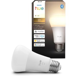 Philips Hue Smart LED A19 Bulb, Warm White Light 2700K, E26 Base, 10.5W, 1100 Lumens, Dimmable, Works with Alexa, Google Assistant and Apple Home, 1 Pack
