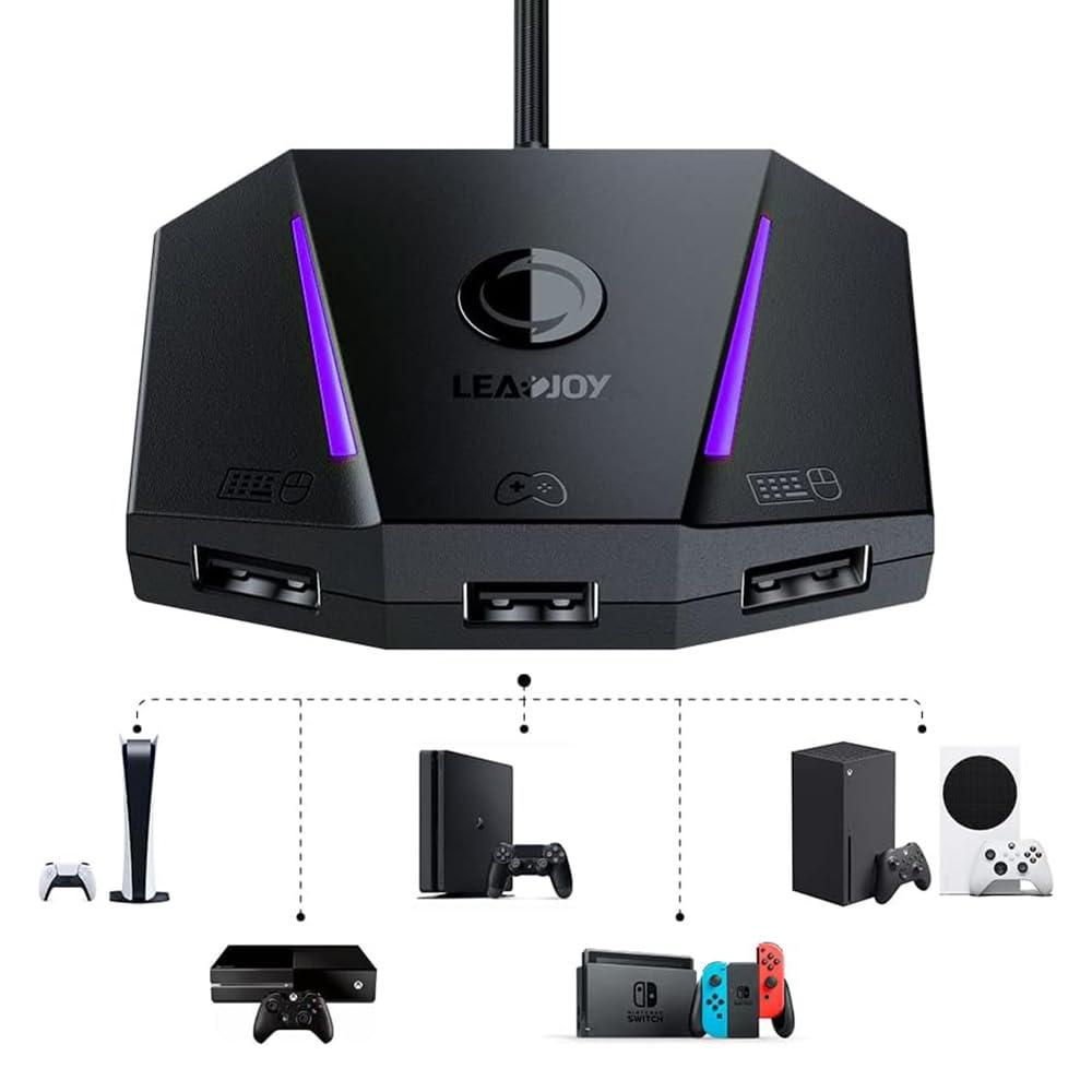 leadjoy VX2 AimBox Game Console Mouse and Keyboard Converter Compatible with PS4, Xbox Series X/S, Xbox One, Nintendo Switch, MnK Adapter with 3.5mm Audio Function for Shooter Games (VX2 Box)