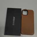 SHIELDON Case for iPhone 15, Genuine Leather Slim Wireless Charging Magnetic Non-Slip Anti-Scratch Shock-Absorbent Phone Case Cover with Metal Buttons Compatible with iPhone 15 5G 6.1" - Saddle Brown