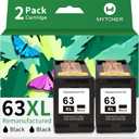 MYTONER 63XL Black Ink Cartridge Rplacement for HP Ink 63 HP 63XL Works for HP OfficeJet 3830 4650 5255 5258 5200 Envy 4520 4512 4510 DeskJet 1112 2130 3630 Printers(2 Pack-Black)