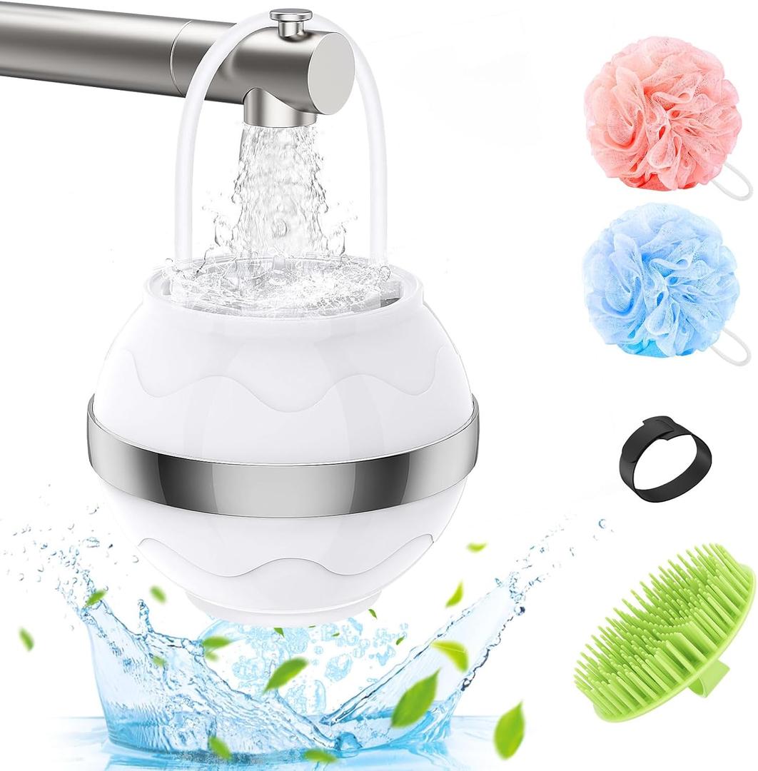 MoKo Bath Filter for Tub, 8 Stages Bathtub Water Filter, Bath Loofah Filter Water Softener Removes Contaminants for Healthier Skin, Hair, Portable Bath Filter with Shower Ball and Shampoo Brush, White