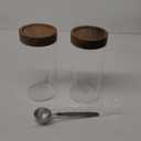 Glass Coffee Grounds Container with Shelf, 2  45 oz Glass Coffee Canisters with Airtight Thread Lid, Glass Storage Jars with Stainless Steel Spoon for Coffee Bean, Sugar,Nut (Brown Bamboo)