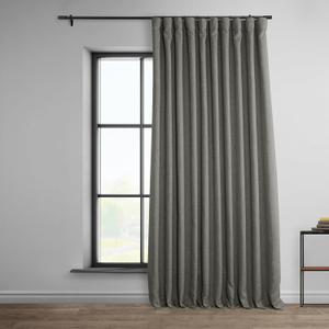 HPD Half Price Drapes - Faux Linen Curtains for Living Room (1 Panel) - 100W X 96L - Extra Wide Textured Room Darkening Curtains for Bedroom 96 Inches Long - Drapes for Home Decor, Blazer Grey