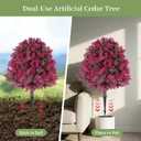 BLOSMON Faux Cedar Topiary Trees with Stake for Outdoor Planters, Set of 2