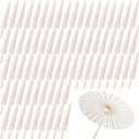 MBJZSL White Paper Umbrellas, 23.6 Inch Paper Parasol Umbrellas Chinese Japanese Style DIY Umbrellas Decorative Vintage Decor for Wedding Props