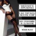 Mila Marutti Sheer Thigh High Stockings for Women | Lingerie Pantyhose Nylons | Lace Top Thigh High Tights (Medium, Black)