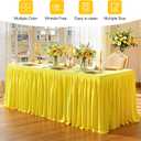 2 Packs Yellow Polyester Tablecloths Rectangle Tables 6ft, Stretch Fitted Table Covers for 6 Foot Tables Wrinkle Free Rectangle Table Cloth with Skirt for Birthday Party Events Banquet Baby Shower