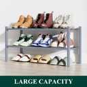 Smiry Shoe Rack, 2 Tier Bamboo Shoe Organizer, Stackable Free Standing Wooden Shoe Storage Shelf for Closet, Entryway, Front Door Entrance, Grey