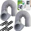 2 Pcs Portable AC Hose Insulation Sleeve, Air Conditioner Hose Cover Wrap, Fits 5" & 5.9" Diameter Exhaust Hose, Easy Installation AC Duct Insulation Wrap, Light Gray
