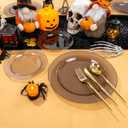 I00000 200 Pcs Clear Black Plastic Plates, Black Disposable Party Halloween Plates Include 100 Dinner Plate 10 and 100 Dessert Plate 7 Perfect for Wedding, Party & Halloween