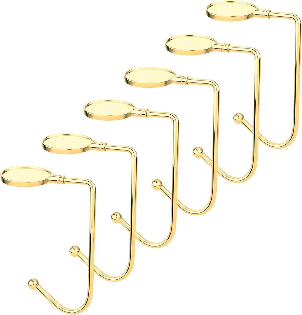 Komotu Christmas Stocking Holder for Mantle - 6 Pack Non-Slip Stocking Mantel Holders Hooks Hanger for Christmas Xmas Fireplace and Party Decoration (Gold)