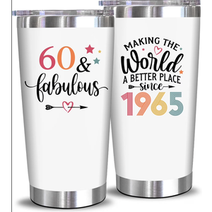NewEleven 60th Birthday Gifts For Women - 60th Birthday Decorations For Woman, Her - Fabulous 60 Year Old Gifts For Women, Mom, Wife - 20 Oz Tumbler 1965
