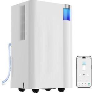 Uthfy 3000 Sq. Ft Dehumidifier for Basement with WiFi, Max 38 Pints Dehumidifier for Home with Drain Hose, 24H On/Off Timer, 3 Color Ambient Light, Child Lock, Auto Deforest, Quiet for Bedroom, Bathroom