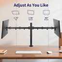 Black Dual Monitor Arm Mount for 13-27 Inch Screens | Ultrawide Screens Up to 34 inch Fully Adjustable Stand with C-Clamp/Grommet Base Max VESA 100x100 Each Screen Capacity 22lbs