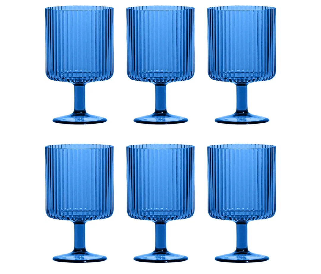 TarHong Mesa Premium Plastic Drinkware Stacking Beverage/ Goblet, 15 Ounce, Cobalt Blue, Set of 6