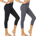 2 Pack Leggings for Women Tummy Control, Soft High Waisted Black Yoga Pants for Workout Reg &  3XL