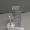 mDesign Steel Square Modern Toilet Bowl Brush and Holder for Bathroom Storage and Organization, Compact Free-Standing Design, Covered Brush - Sturdy, Deep Cleaning - Citi Collection - Marble