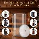 51oz French Press Carafe Replacement with Stainless Steel Filter, High-Heat Borosilicate Glass Replacement Fits Most 51oz 12 Cup/1.5L French Press Coffee Makers