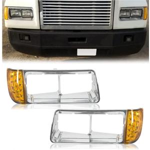 HECASA Headlight Bezel W/Led Compatible With 1989-2002 Freightliner FLD120 Turn Signal Light Lamp 3 Wires Replacement for A06-20738-000 A06-20738-001