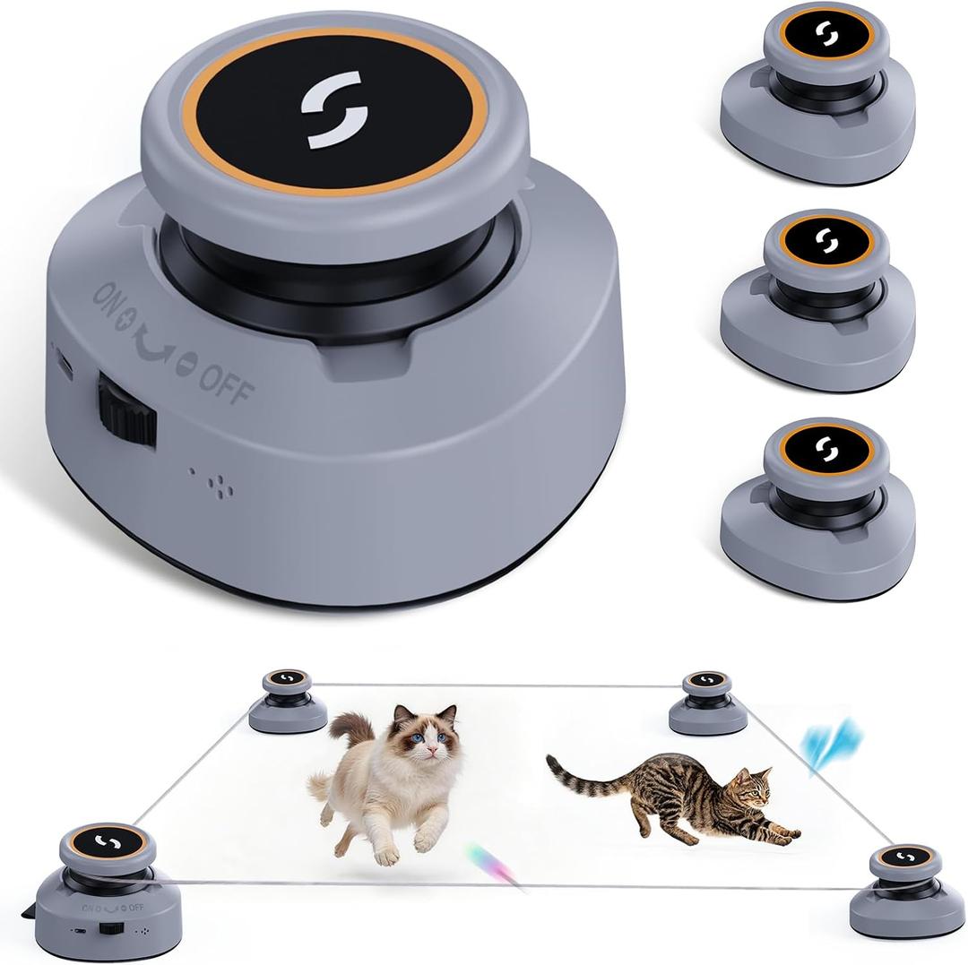 Jripae Interactive Cat Toys for Indoor Cats DIY Multi-Track Chase | Adjustable Speed,Electric Moving Treadmill Feather lure Toy Self-Play for Bored Kittens Adult Cats Hunt Instinct Exercise Run
