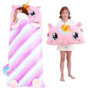 Kid Sleeping Bag with Pillow - Larger Nap Mat - Plush Slumber Bag for Boys Girls Daycare Preschool Kindergarten Birthday Gift Travel Sleepover Ages 3-12 Years, Size 03