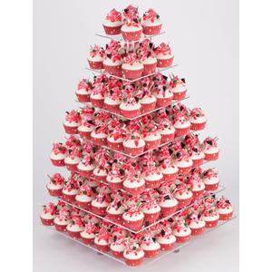 YestBuy 7 Tier Square Acrylic Maypole Cupcake Stand Cupcake Tower Stand, Premium Cupcake Holder, Display for Pastry Wedding Birthday Party