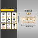 Hamilyeah 20" Gold Semi Flush Mount Ceiling Light Fixture, Modern Flower Glass Chandelier for Bedroom, Dining Room, Kitchen, Bathroom, Living Room