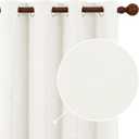 Deconovo Total Blackout Curtains Faux Linen Room Darkening Thermal Insulated Noise Reducing Energy Effcient Draperies for Living Room Bedroom (Greyish White, 52x108 Inch, 2 Panels) (52"W x 108"L (Pack of 2), Greyish White/Colored)