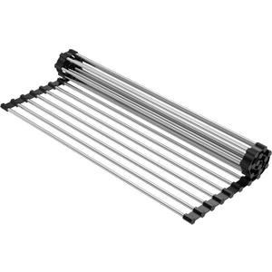 NEZUIBAN Dish Drying Rack with Roll Up and Over Sink for Kitchen,17.5"x15.7",Black