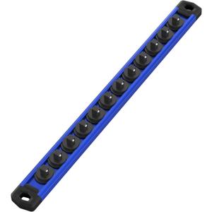 WORKPRO Magnetic Socket Organizer, 1/4-Inch Drive Aluminum Alloy Sockets Rail, Heavy Duty Sockets Holder, Socket Rack Kit 1/4-Inch x 12 Clips(Blue)