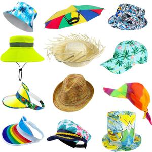 Bulk Luau Party Hats - 12 Assorted Funny Hawaiian Hat, Tropical Fancy Dress Props Hats, Fun Summer Party Accessories, Beach Themed Party Supplies Decoration