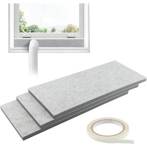 Double-Layer Insulated Foam Panels, 3-Pack Insulation Seal Panels for Portable AC Window Vent Seal Kit, Thick Adjustable Insulation Board, Air Conditioner Window Gap Filler