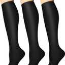 Compression Socks for Women and Men Circulation (3 Pairs) - Best for Nursing, Running, Travel Knee High Socks (Small-Medium, 01 Black)