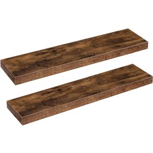 HOOBRO Floating Shelves for Wall, Wall Mounted Shelf Set of 2, 31.5" Hanging Shelf with Invisible Brackets, for Wall Storage in Bathroom Bedroom Kitchen Living Room Office, Rustic Brown BF80BJP201