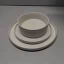 MONITO Ceramic Plates and Bowls Sets for 4, 12PCS Stoneware Dinnerware Sets, Reactive Glaze Dish Set, Chip and Scratch Resistant Double, Microwave and Dishwasher Safe,White