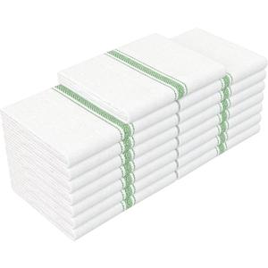 RIVERSTREAM Dish Towels - (Green, 15-Pack) 100% Cotton, 14 x 25 Inches, Super Absorbent, Reusable Cleaning Kitchen Dish Towels Set