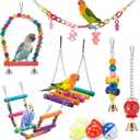 Swing Hanging Standing Chewing Toy Hammock Climbing Ladder, Cage Colorful Toys Suitable for Budgerigar, Parakeet, Conure, Cockatiel, Mynah, Love Birds, Finches