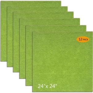 Carpet Tiles Peel and Stick 24x 24 Carpet Squares 12Pcs Non-Slip Self Adhesive Floor Tile DIY Reusable Waterproof Carpet for Gym Garage Tiles Green