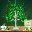 [Timer] St Patricks Day Decorations 18 Inch Shamrock Tree Lights, USB/Battery Operated Saint Patricks Day Decor Tree with 24 LED Shamrock Lights, 8 Mode St. Patrick's Day Lights for Home Table Party