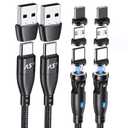100W 540 Rotation Magnetic Charging Cable 3.3FT/6FT-2Pack, USB C to USB C Cable Fast Charge Magnetics USB C Charging Cable, Magnetic Charge Cable, Data Transfer Capable, Compatible with All Devices