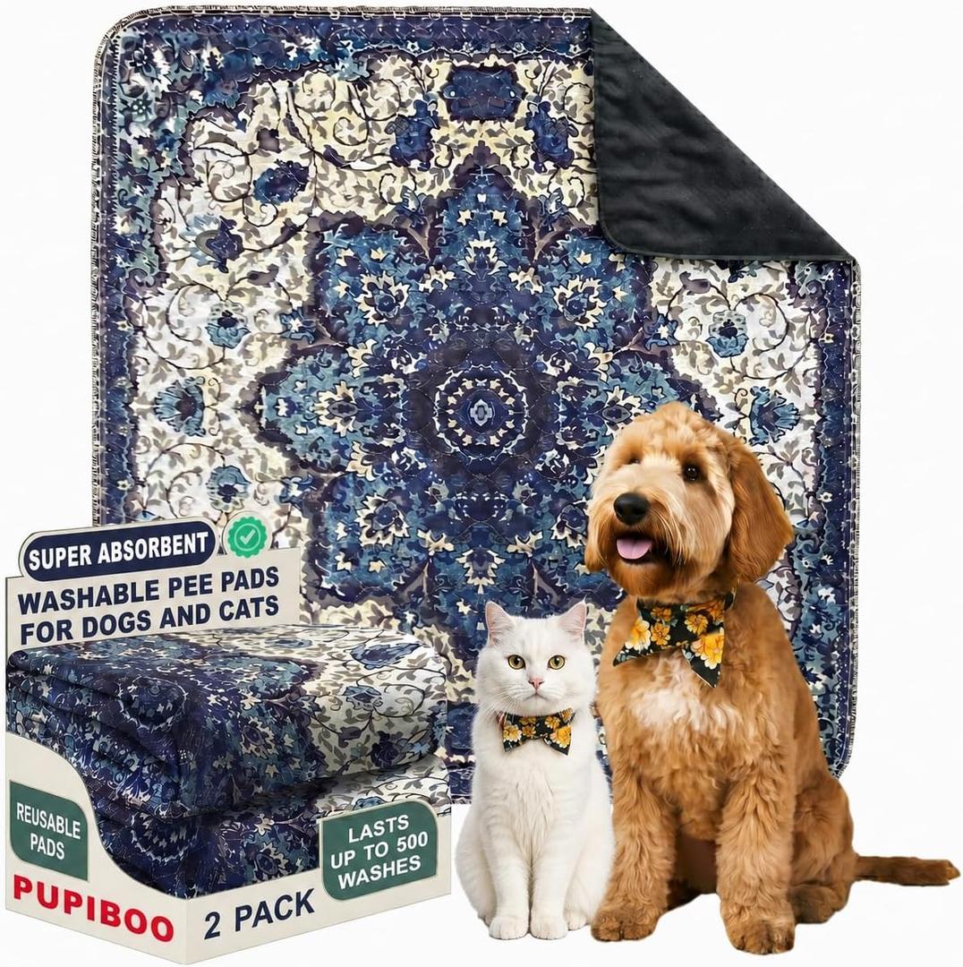 PUPIBOO Washable Pee Pads for Dogs and Cats - Super Absorbent Reusable Puppy Training Pads - 100% Waterproof, Leak-Proof & Non-Slip Whelping Pads for Pet Housebreaking