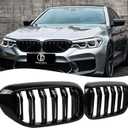 G30 Grille,Front Kidney Grill Grille Compatible with 2017-2020 5 Series G30 G31 F90 (M5) (Double Slats Gloss Black Grills, 2pcs)