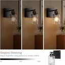 Rayogale Battery Operated Wall Sconce Set of 2, Black Wireless Wall Lights with Timer Function, Easy Install Dimmable Rechargeable Wall Lamps for Living Room, Bedroom, Hallway, Entryway Decor 3000K