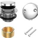 All Metal Tip-Toe Bathtub Drain Kit with Two-Hole Overflow Faceplate and Universal Fine/Coarse Thread Assembly, Bath Tub Drain Kit fits All Bathtub -Chrome Plated