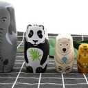 Elephant Panda Nesting Dolls - Cute Animal Matryoshka Doll Handmade Wooden Dolls for Children Christmas Birthday Decoration Halloween Wishing Gift,Set of 5