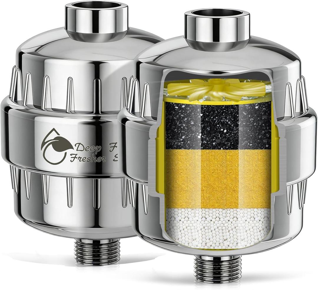 Heavy Duty Shower Filter 2 Pack,High Output Shower Water Filter - Shower Head Filter 99% Removal for Hard Water, Chlorine, Fluoride,Heavy Metals and Harmful Substance - Skin & Hair Care Solution