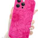 Fiyart Designed for iPhone 16 Pro Case Cute Flower Floral Sunflowers Design,Soft Slim TPU Anti-Scratch Phone Cover for Women Girls 6.3"-Hot Pink