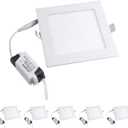 5 Pack 12W LED Panel Light, Square LED Recessed Downlight Panel Ceiling Lighting with LED Driver, AC85-265V, Hole Size 153MM (12W, Cool White)