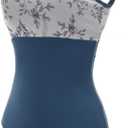 Women's Camisole Leotards for Ballet Girls Dance Costume (Ink Blue Flower), Small